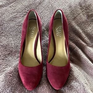 Franco Sarto Suede Block Heel Pumps - Evie